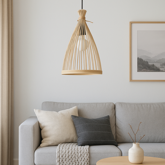 Nordic Conical Bamboo Pendant Light Shade for Kitchen Island - DIY Kit - M11/E10