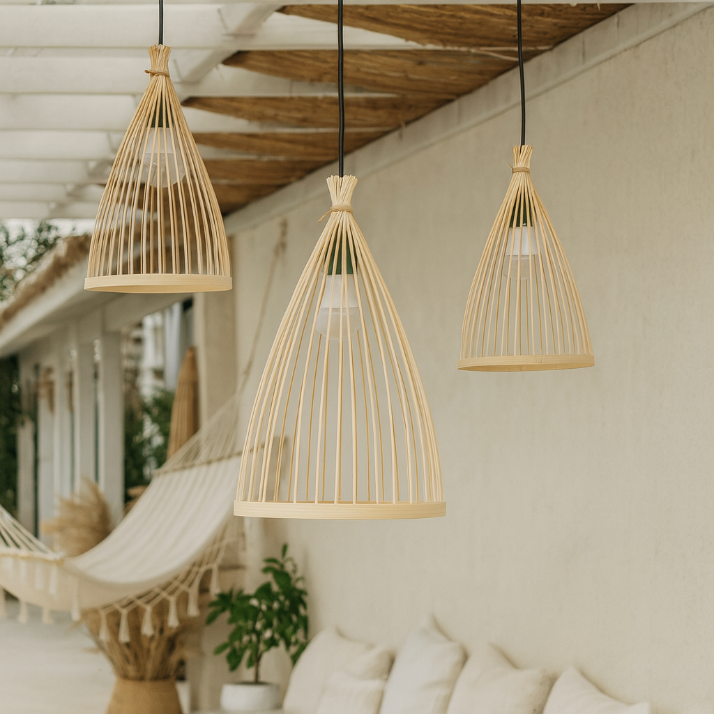 Nordic Conical Bamboo Pendant Light Shade for Kitchen Island - DIY Kit - M11/E10