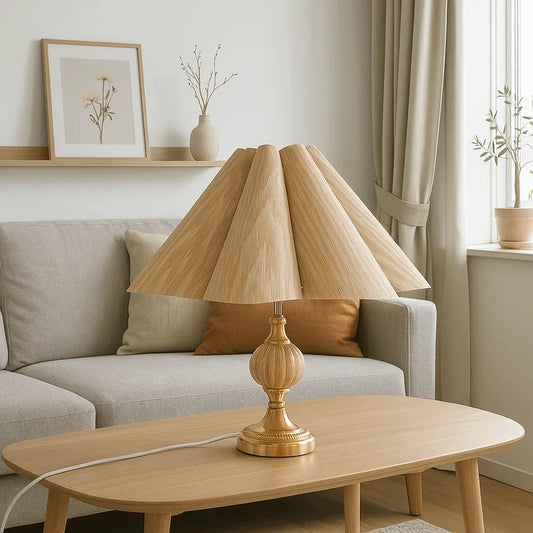 Nordic Scallop Wooden Lampshade Kits for Table & Floor Lamps – E27/E26