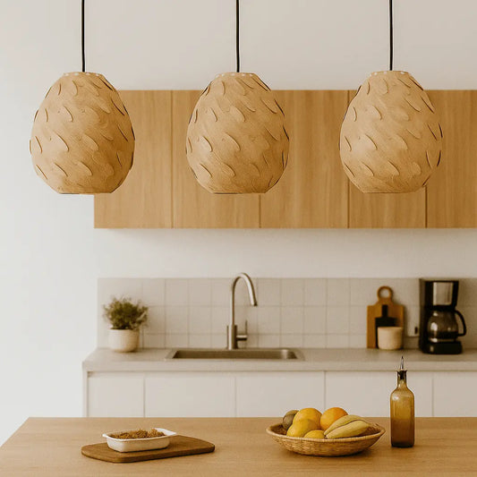 Nordic Egg-Shaped Wooden Pendant Light Shade Kit for Kitchen Island – E27/E26