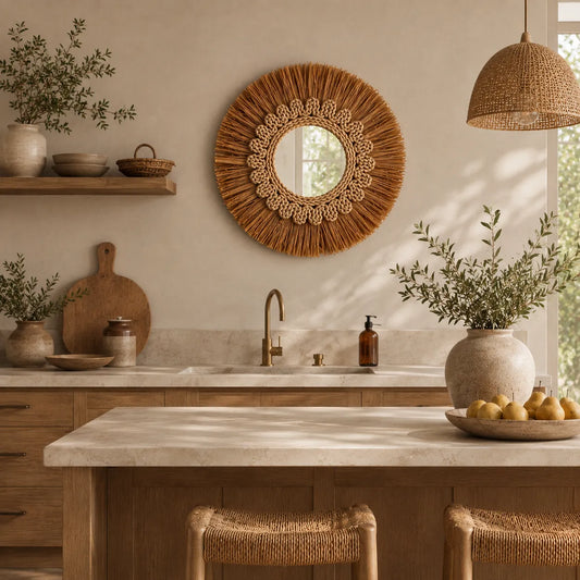 Große rustikale Wanddekoration für das Wohnzimmer | Spiegel Wandkunst im Farmhouse-Stil