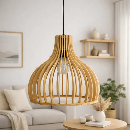 Scandinavia Sculptural Birdcage Wood Pendant Light Shade – M11
