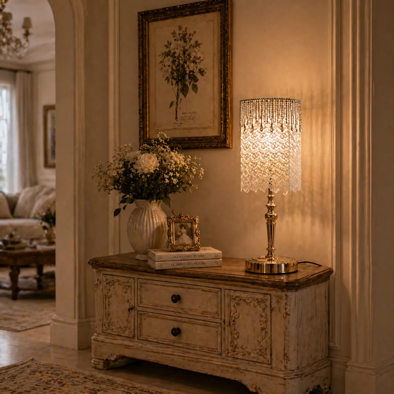 Abat-jour vintage en dentelle blanche | Abat-jour romantique à faire soi-même pour lampe de chevet - E10 / E14 / E26 / E27
