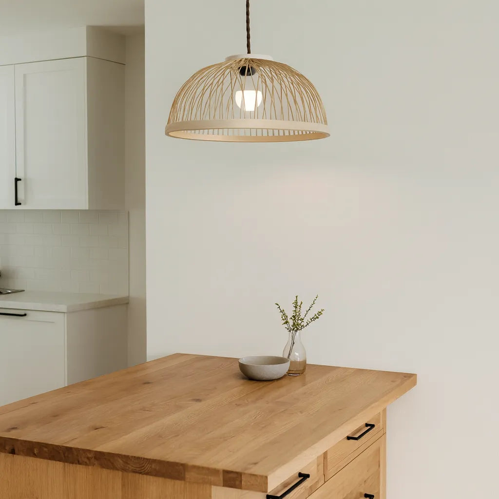 Minimalist Nordic Dome Bamboo Pendant Light Shade for Dining Room – M11/E27/E26