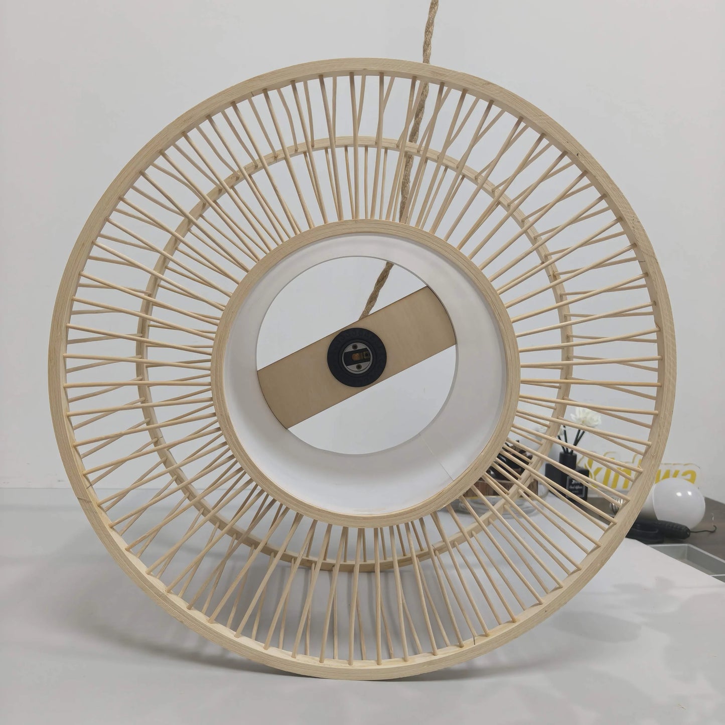 Japandi Drum Bamboo Pendant Light for Living Room & Bedroom - M11/E27/E26