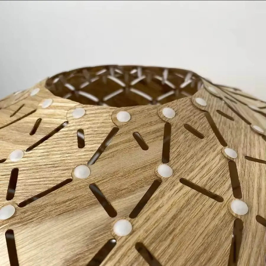 Nordic Lantern Pendant Light Shade | Round Natural Wood Hanging Lamp – E27/E26