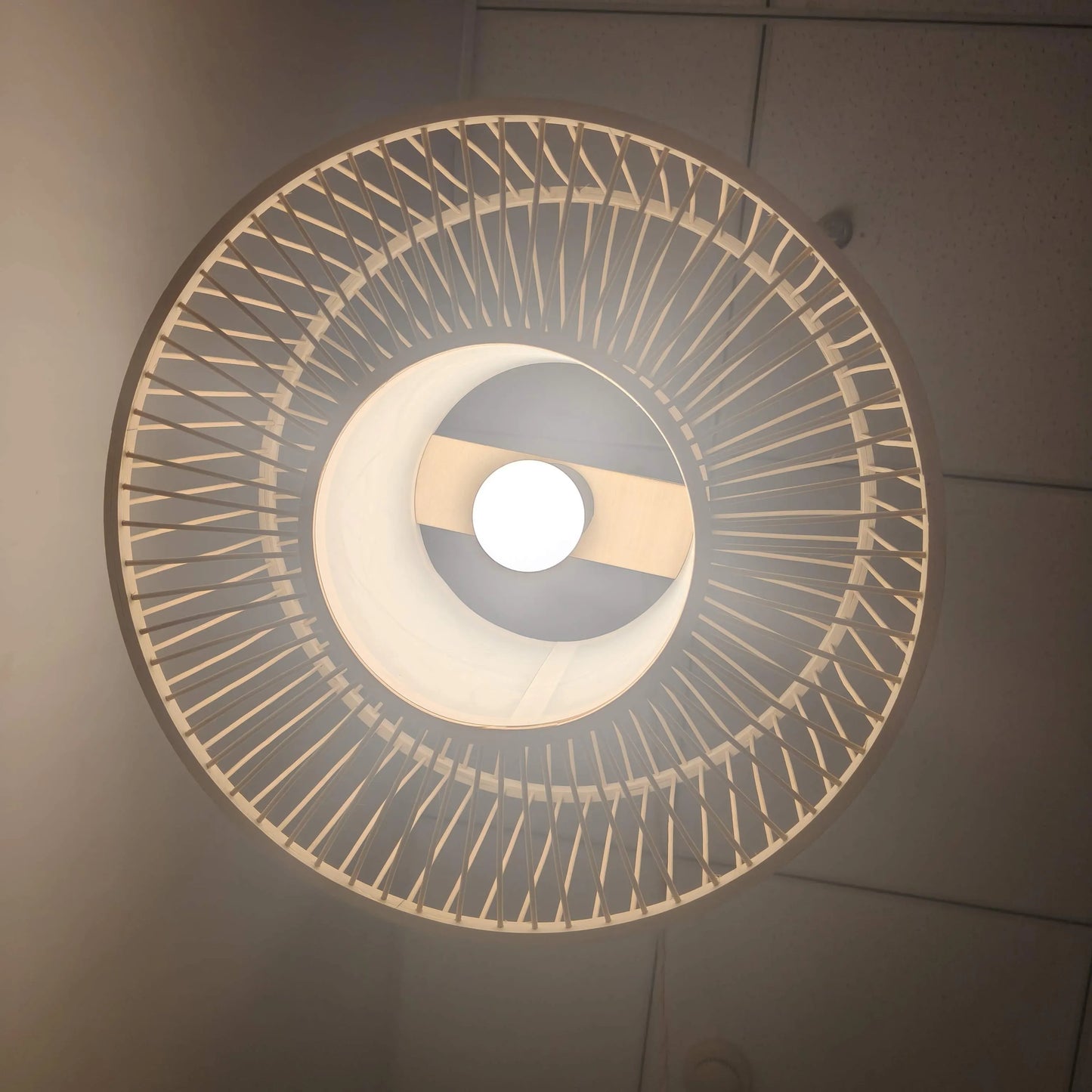 Japandi Drum Bamboo Pendant Light for Living Room & Bedroom - M11/E27/E26