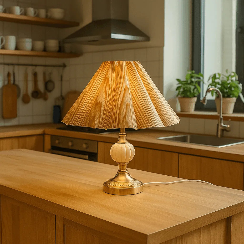 Nordic Scallop Wooden Lampshade for Table & Floor Lamps – E27/E26