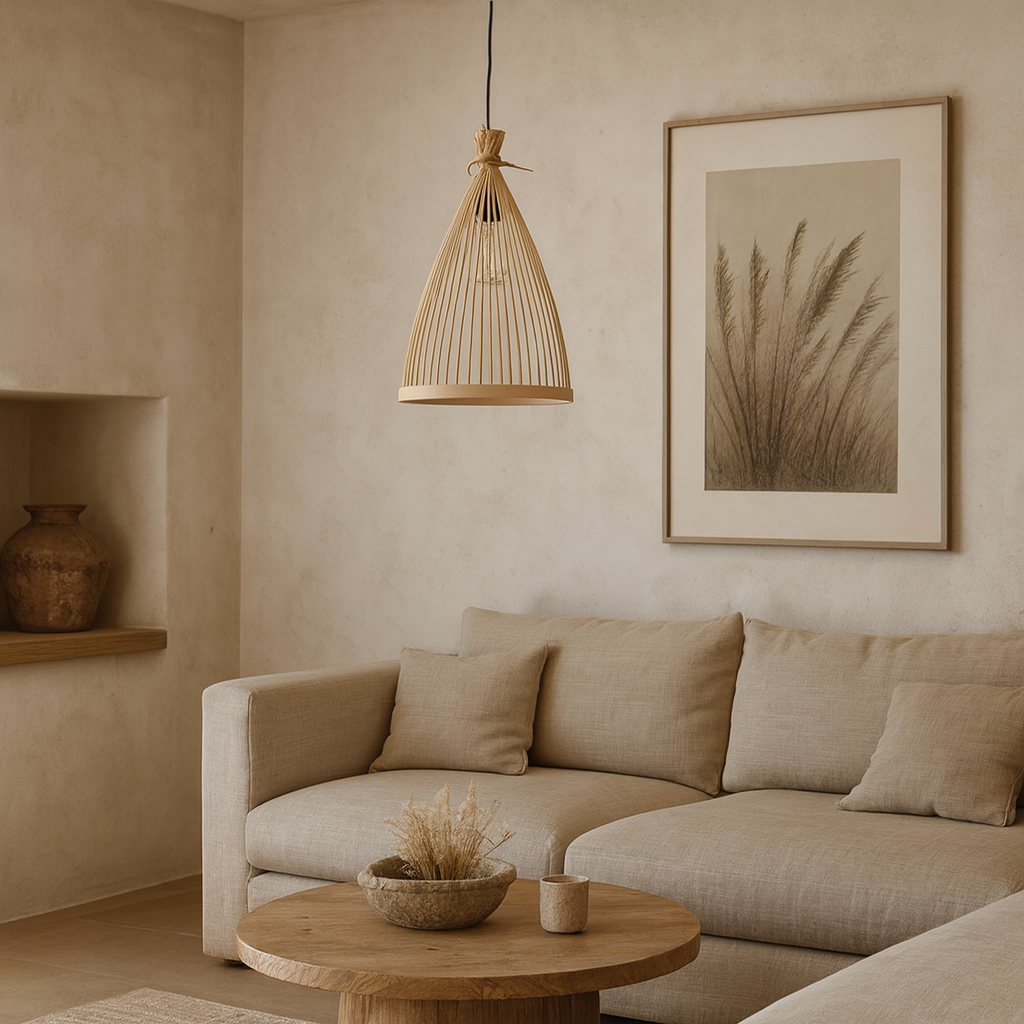 Nordic Conical Bamboo Pendant Light Shade for Kitchen Island - E26,E27,M11