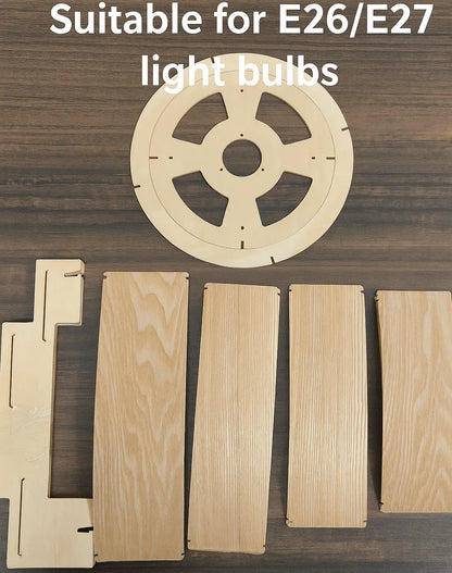 Japandi Tiered Drum Wood Pendant Light Shade | DIY Lampshade Kit
