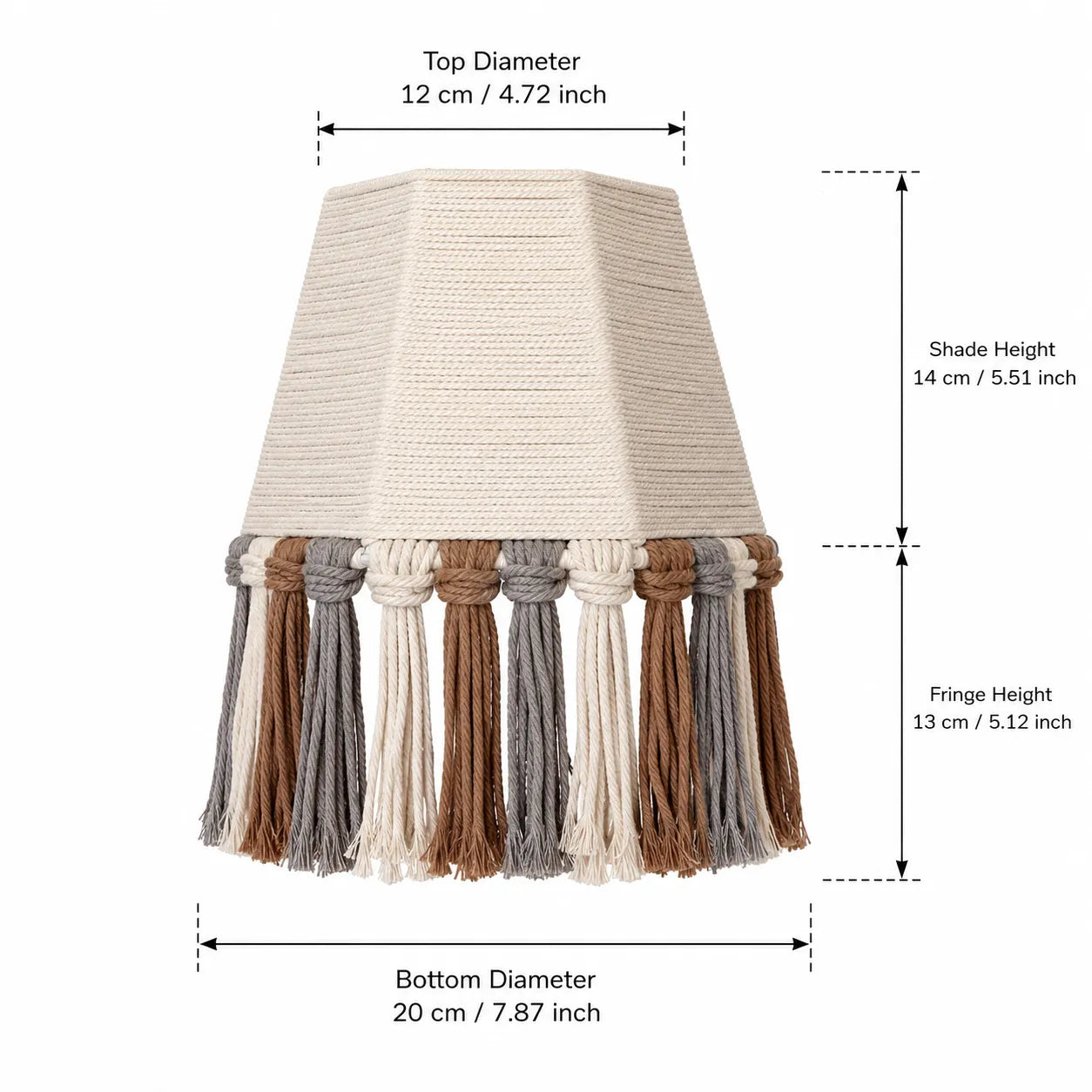 Boho Lampenschirm DIY-Kit | Handgemachte Baumwollseil-Tischlampe mit Quasten