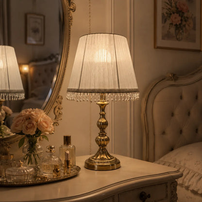 Fabric Empire Lampshade with Pearl Fringe | DIY French Table Lamp Shade Kit
