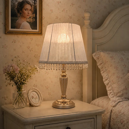 Fabric Empire Lampshade with Pearl Fringe | DIY French Table Lamp Shade Kit