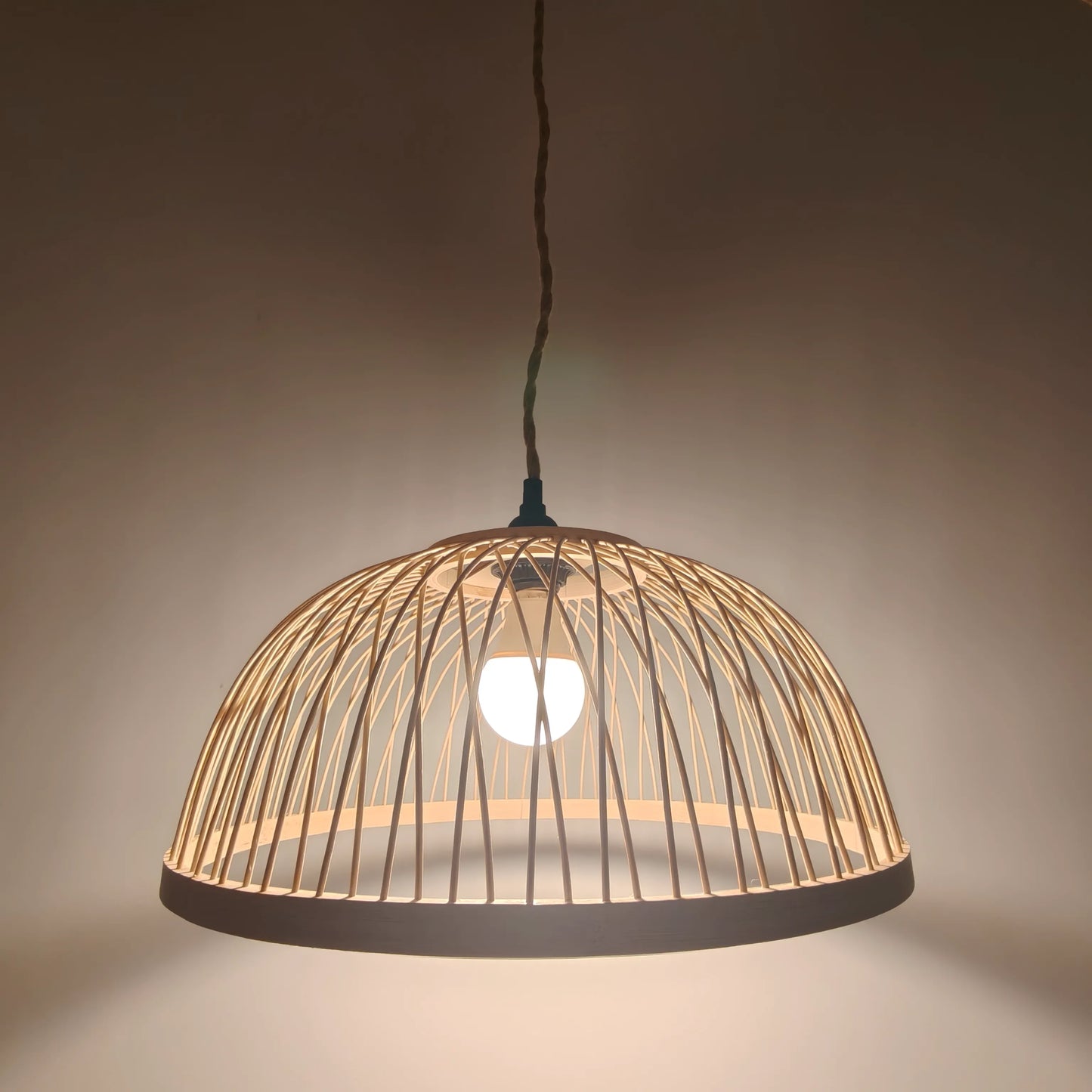 Minimalist Nordic Dome Bamboo Pendant Light Shade for Dining Room – M11/E27/E26