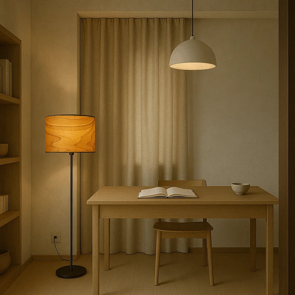 Vintage Drum Pendant Light Shade | Wooden Walnut Lampshade for Floor Lamps & Bedrooms - E27/E26