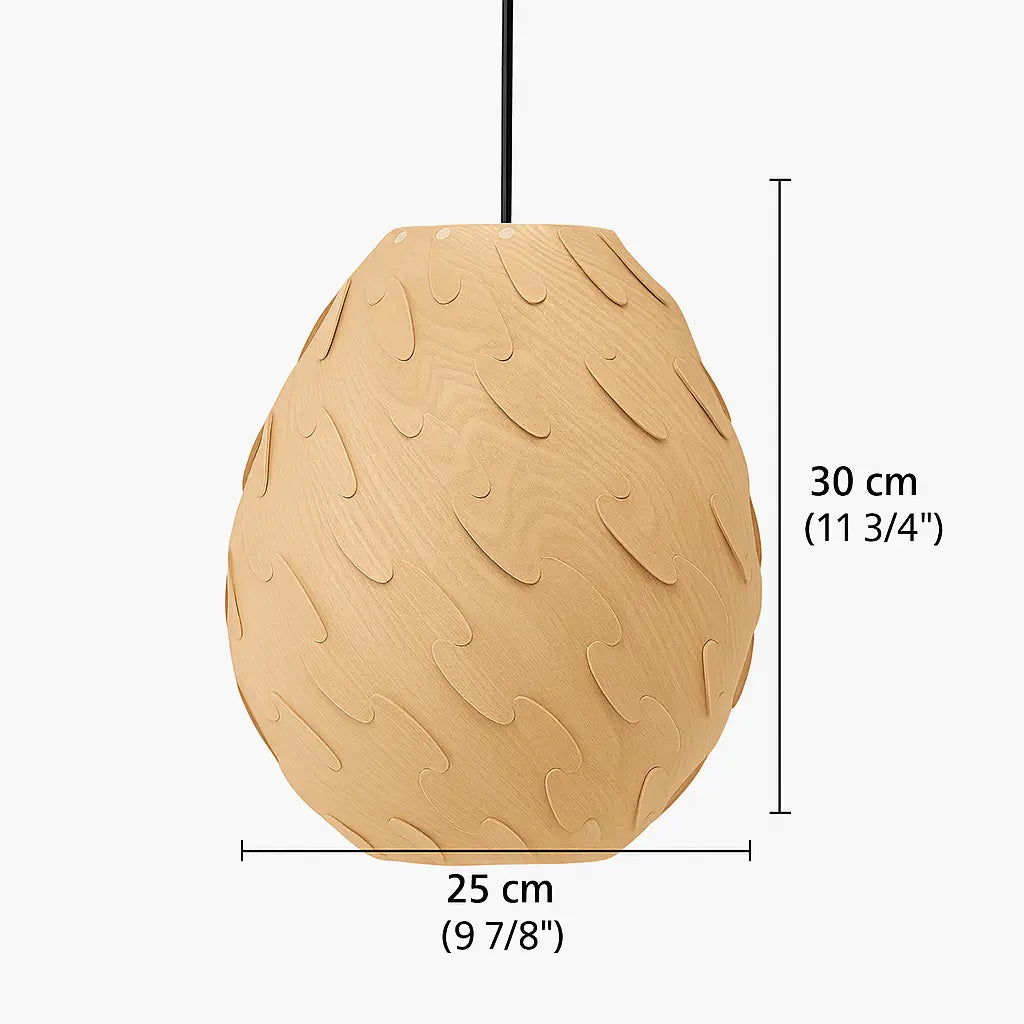 Nordic Egg-Shaped Wooden Pendant Light Shade for Kitchen Island & Bedside  – E27/E26