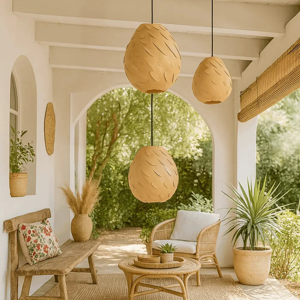 outdoor globe pendant light alternative in wood