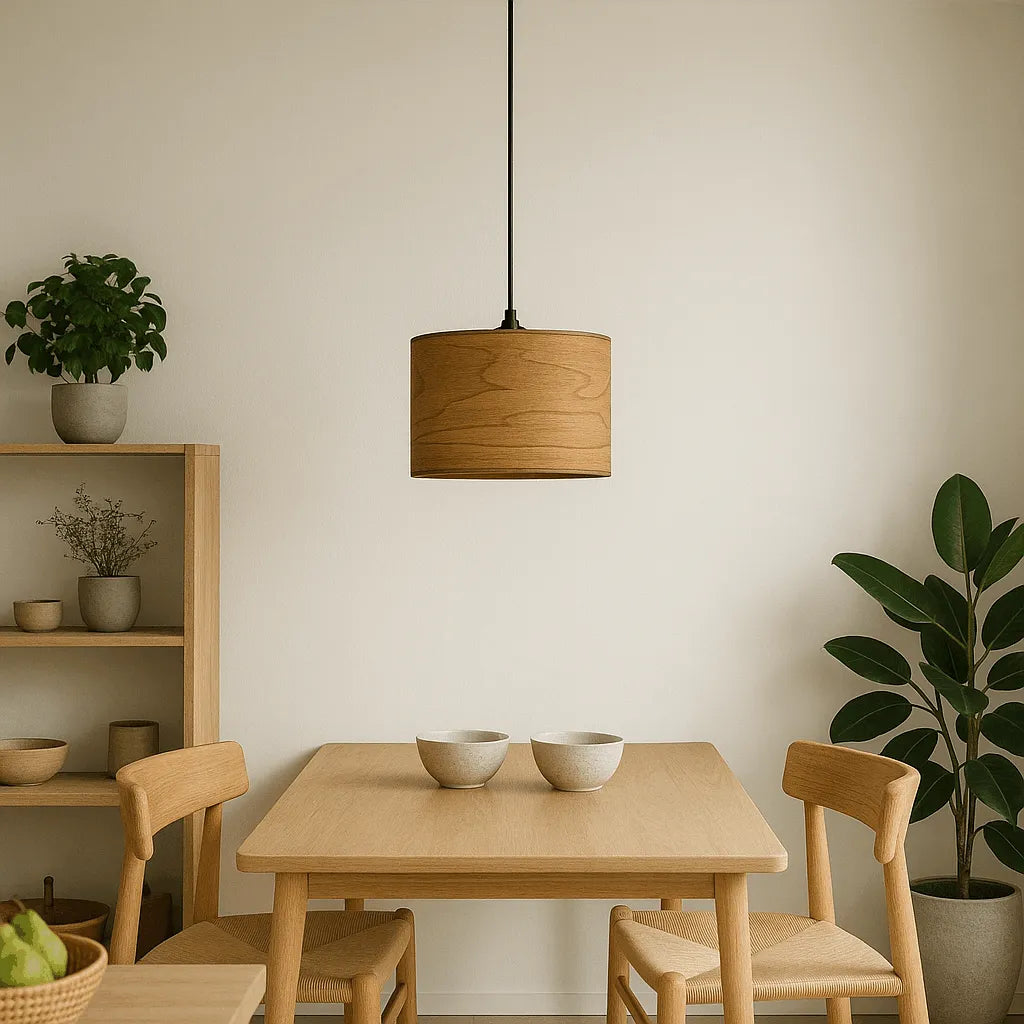 Vintage Drum Pendant Light Shade | Wooden Walnut Lampshade for Floor Lamps & Bedrooms - E27/E26