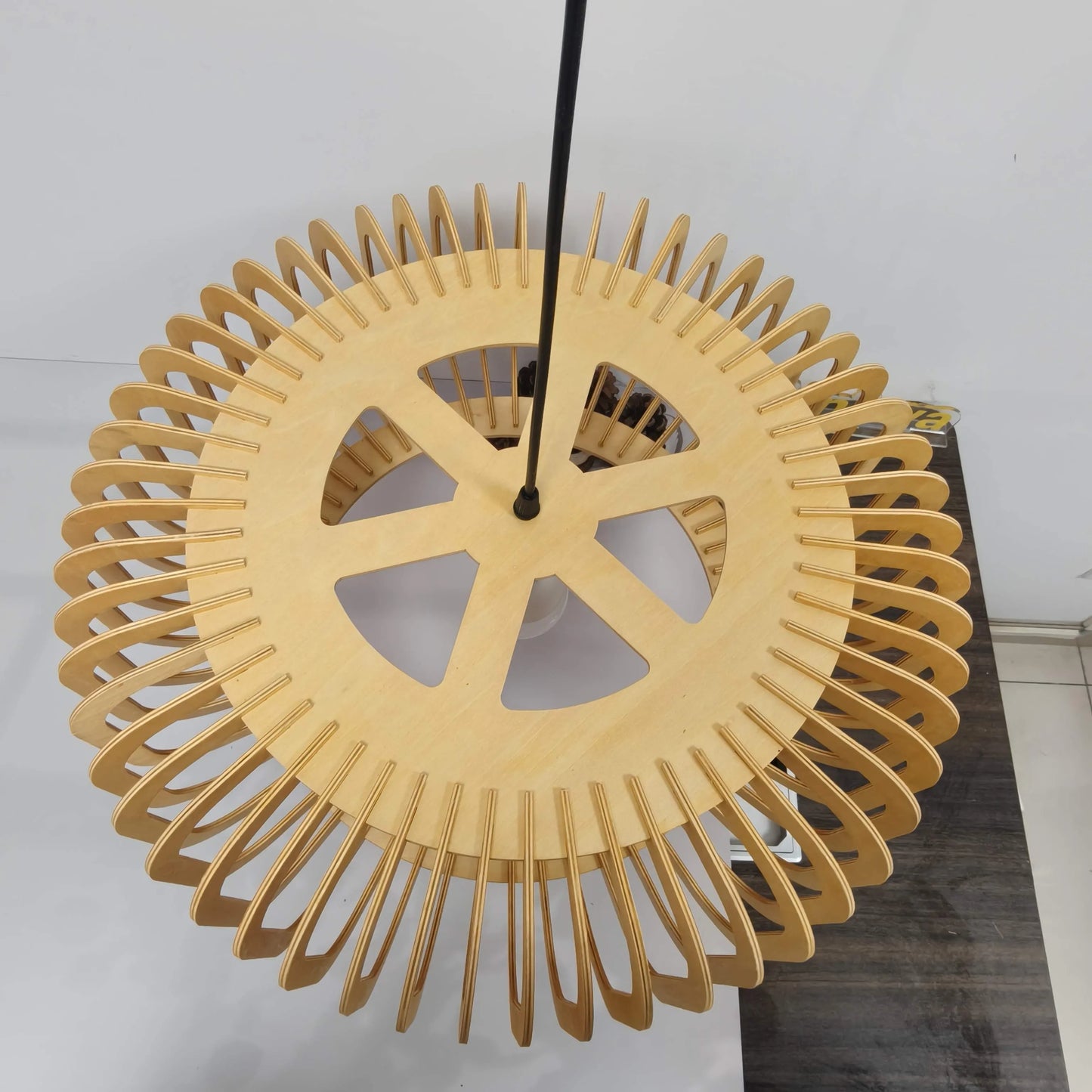 Scandinavian Slatted Wood Pendant Light Shade | Minimalist Design – M11/E26/E27