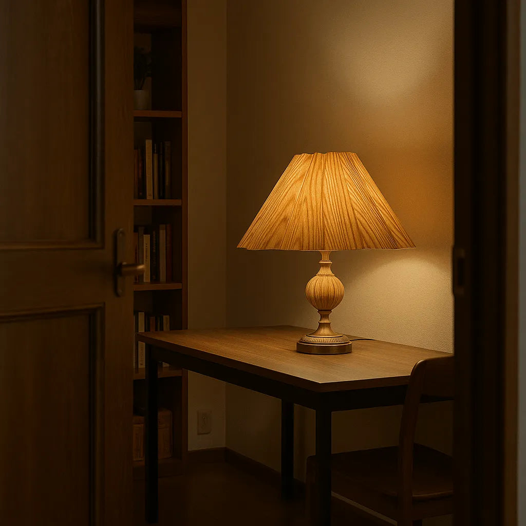 Nordic Scallop Wooden Lampshade for Table & Floor Lamps – E27/E26