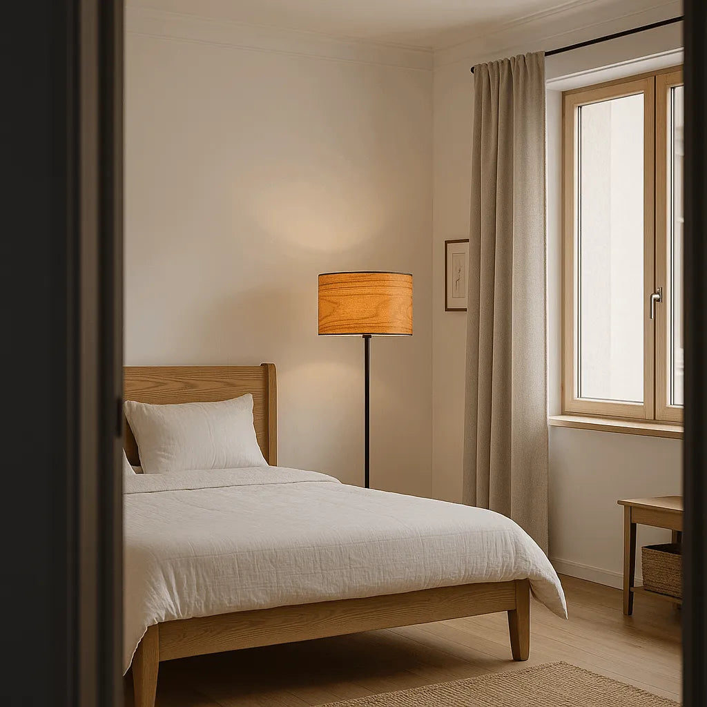 Vintage Drum Pendant Light Shade | Wooden Walnut Lampshade for Floor Lamps & Bedrooms - E27/E26