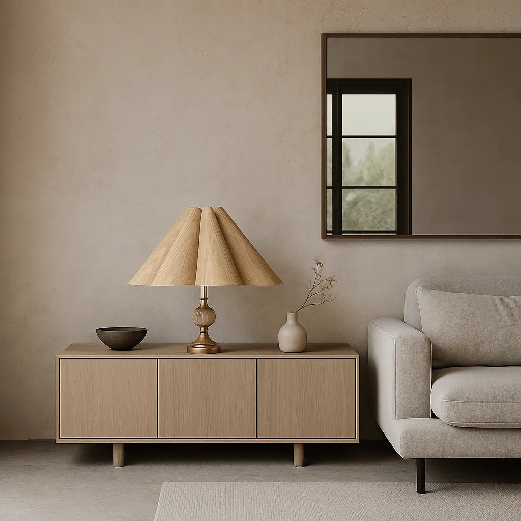 Nordic Scallop Wooden Lampshade for Table & Floor Lamps – E27/E26