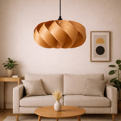 Abat-jour suspendu en bois Nordic Swirl pour salon | Kits d'abat-jour DIY
