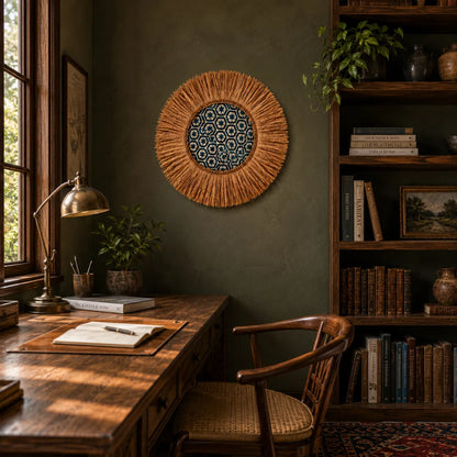 Boho Gewebte Wanddekoration – Handgefertigter Raffia-Wandbehang für das Wohnzimmer