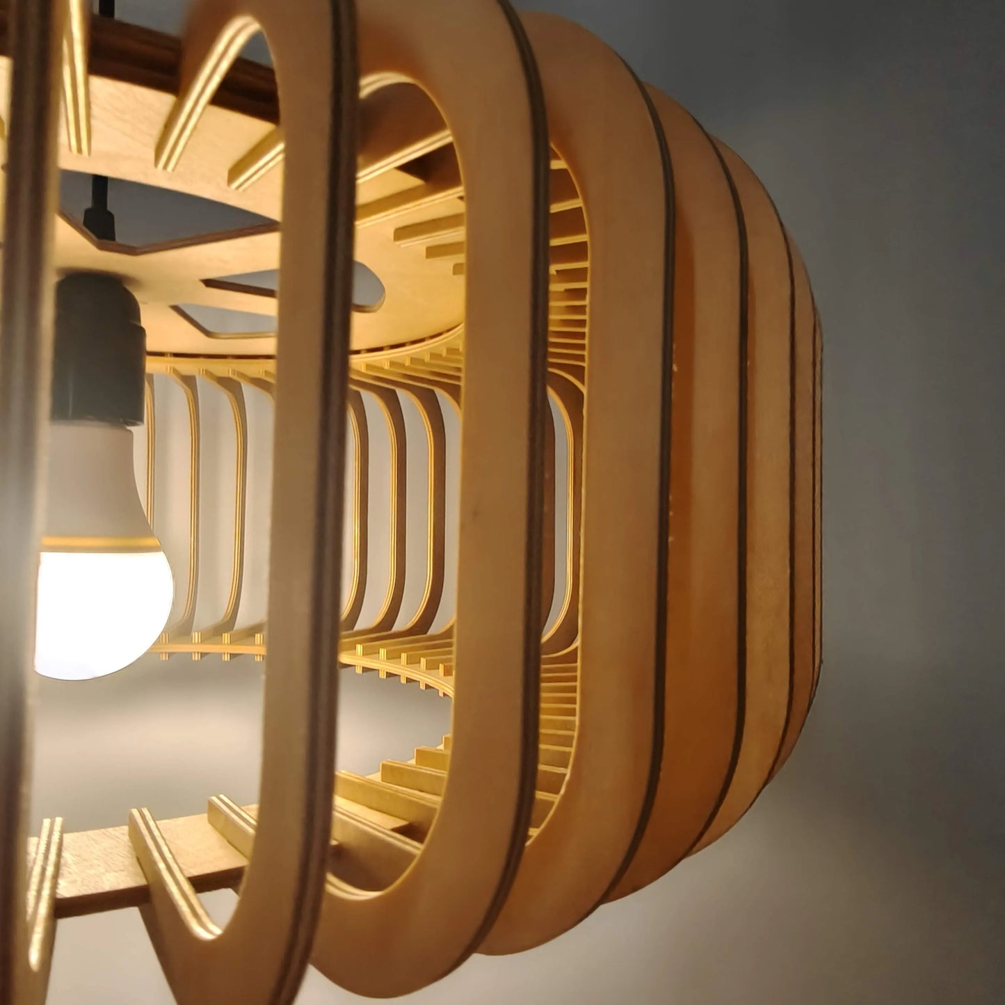 Scandinavian Slatted Wood Pendant Light Shade | Minimalist Design – M11/E26/E27