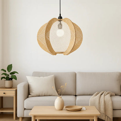 Nordic Wooden Pendant Light Shade | Natural Rope DIY Lampshade Kit