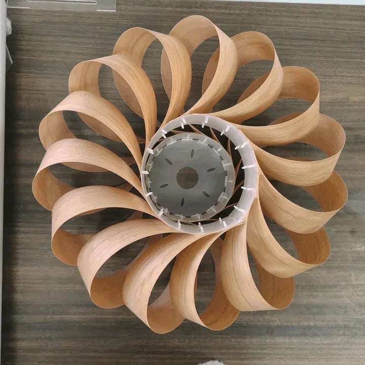 Nordic Wood Pendant Light Shade for Living Room | Natural Wooden Lampshade – E27/E26