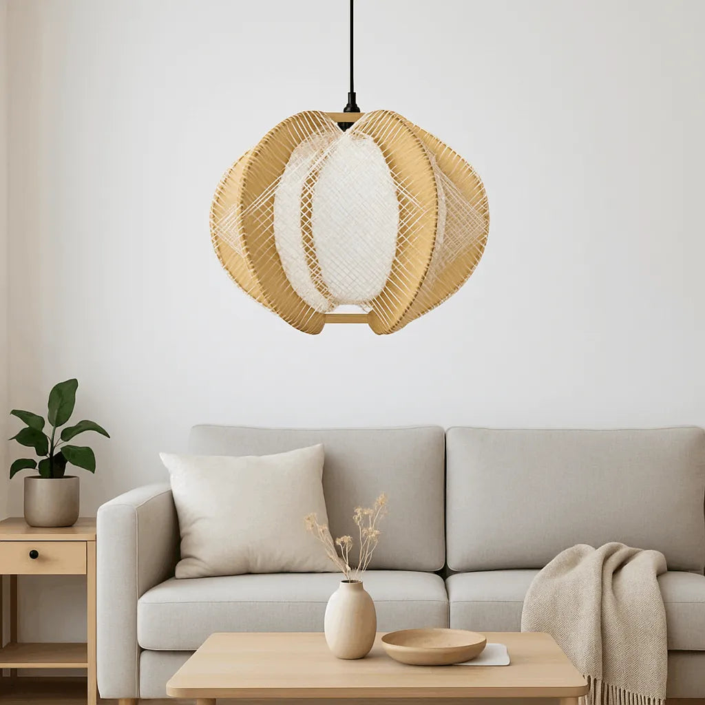 Nordic Wooden Rope Pendant Light Shade for Living Room & Dining Room – E26/E27