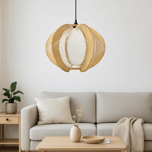 Nordic Wooden Rope Pendant Light Shade for Living Room & Dining Room – E26/E27