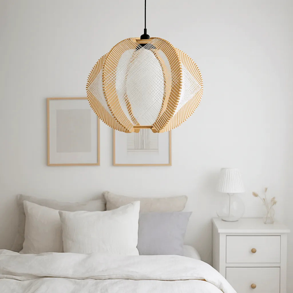 Nordic Wooden Rope Pendant Light Shade for Living Room & Dining Room – E26/E27