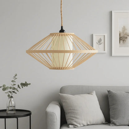 Kit DIY d'abat-jour suspendu Japandi en bambou | Design minimaliste – M11/E10/E26/E27
