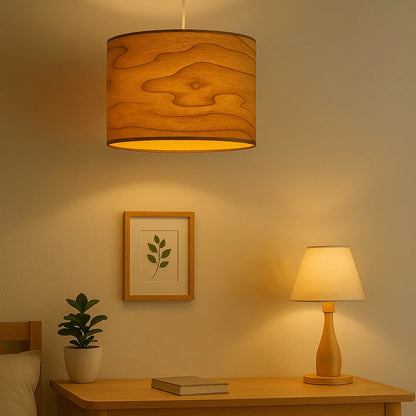 Abat-jour suspendu vintage en forme de tambour | Kits d'abat-jour en bois pour lampadaires et chambres à coucher