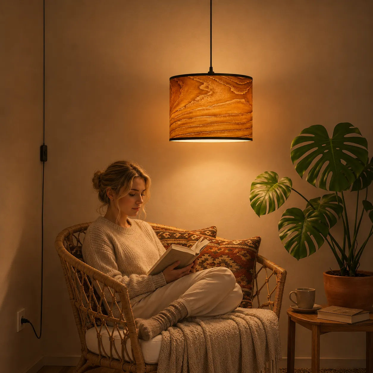Vintage Drum Pendant Light Shade | Wooden Lampshade Kits for Floor Lamps & Bedrooms