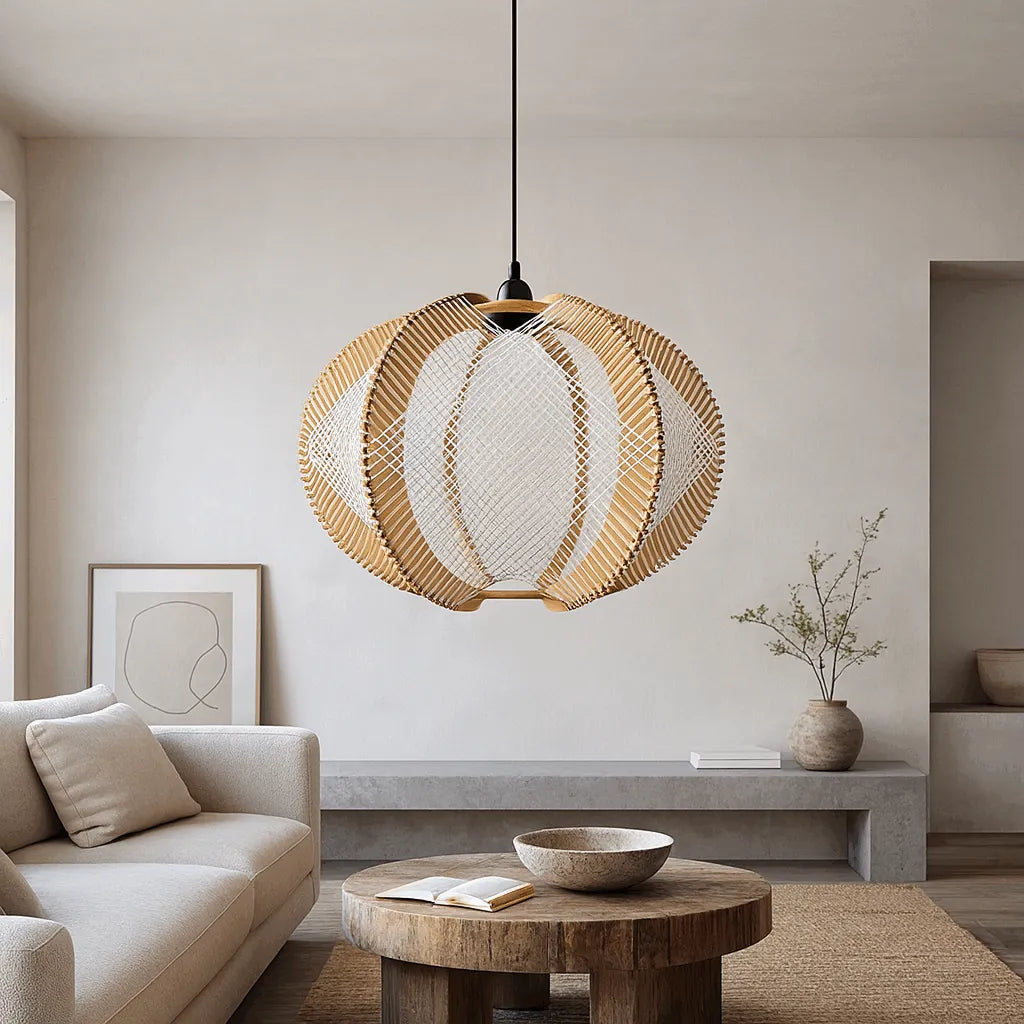 Nordic Wooden Rope Pendant Light Shade for Living Room & Dining Room – E26/E27