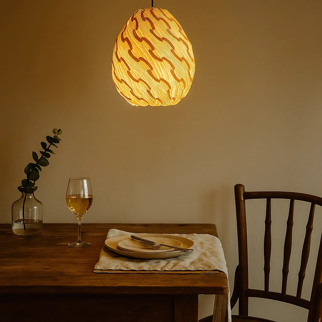 vintage pendant light shade with wooden grain