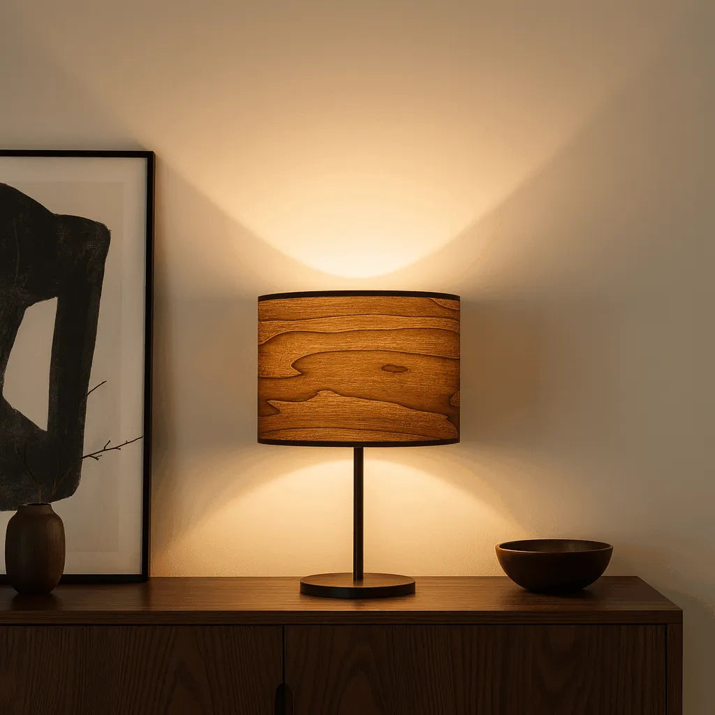 Vintage Drum Pendant Light Shade | Wooden Walnut Lampshade for Floor Lamps & Bedrooms - E27/E26