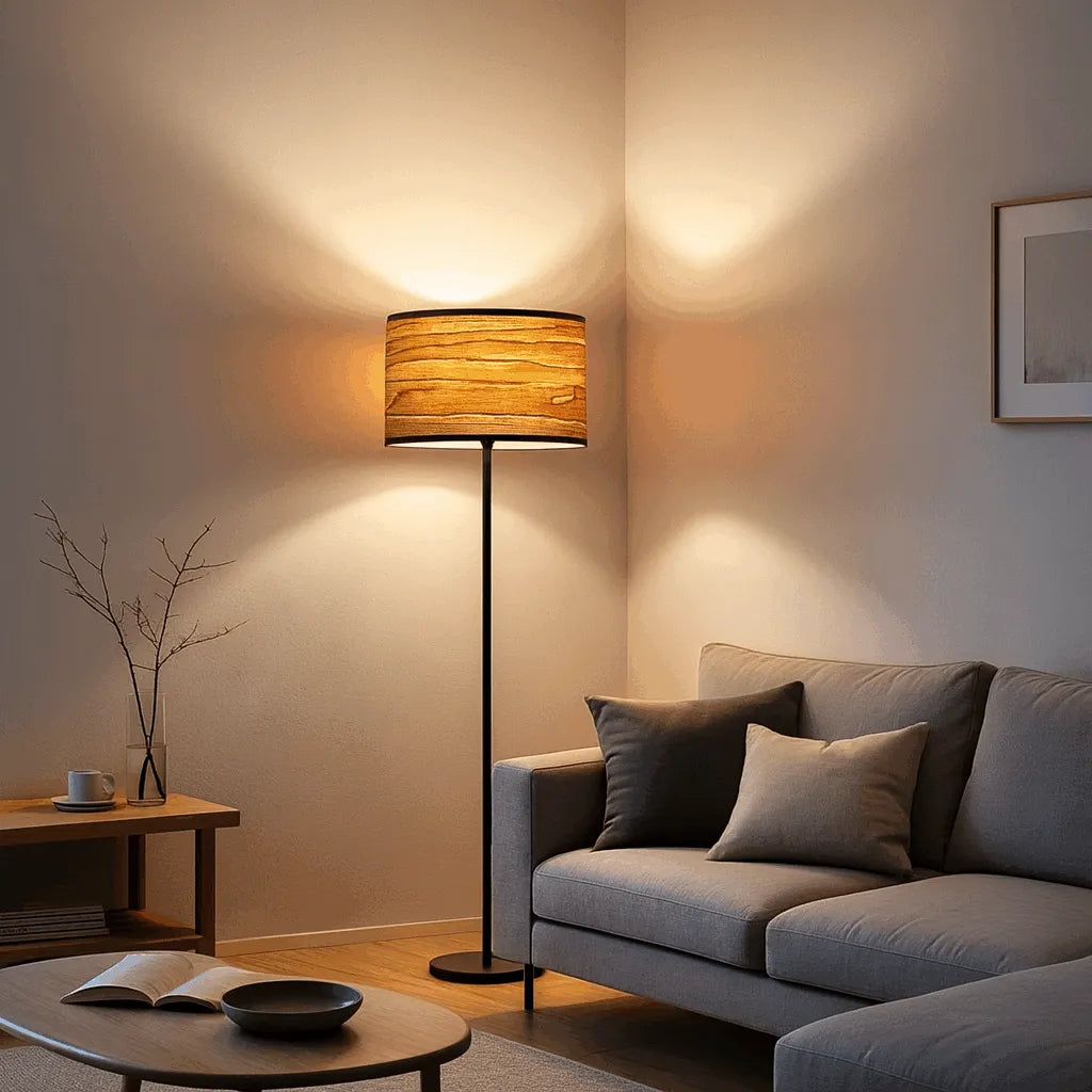 Vintage Drum Pendant Light Shade | Wooden Walnut Lampshade for Floor Lamps & Bedrooms - E27/E26