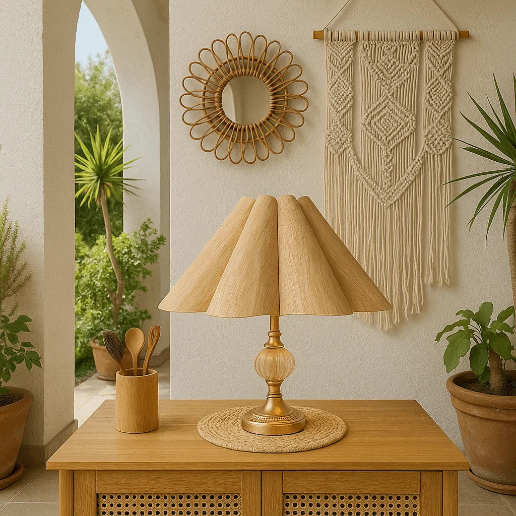 Nordic Scallop Wooden Lampshade for Table & Floor Lamps – E27/E26