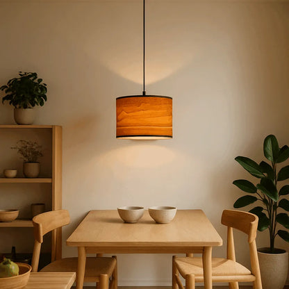 Abat-jour suspendu vintage en forme de tambour | Kits d'abat-jour en bois pour lampadaires et chambres à coucher