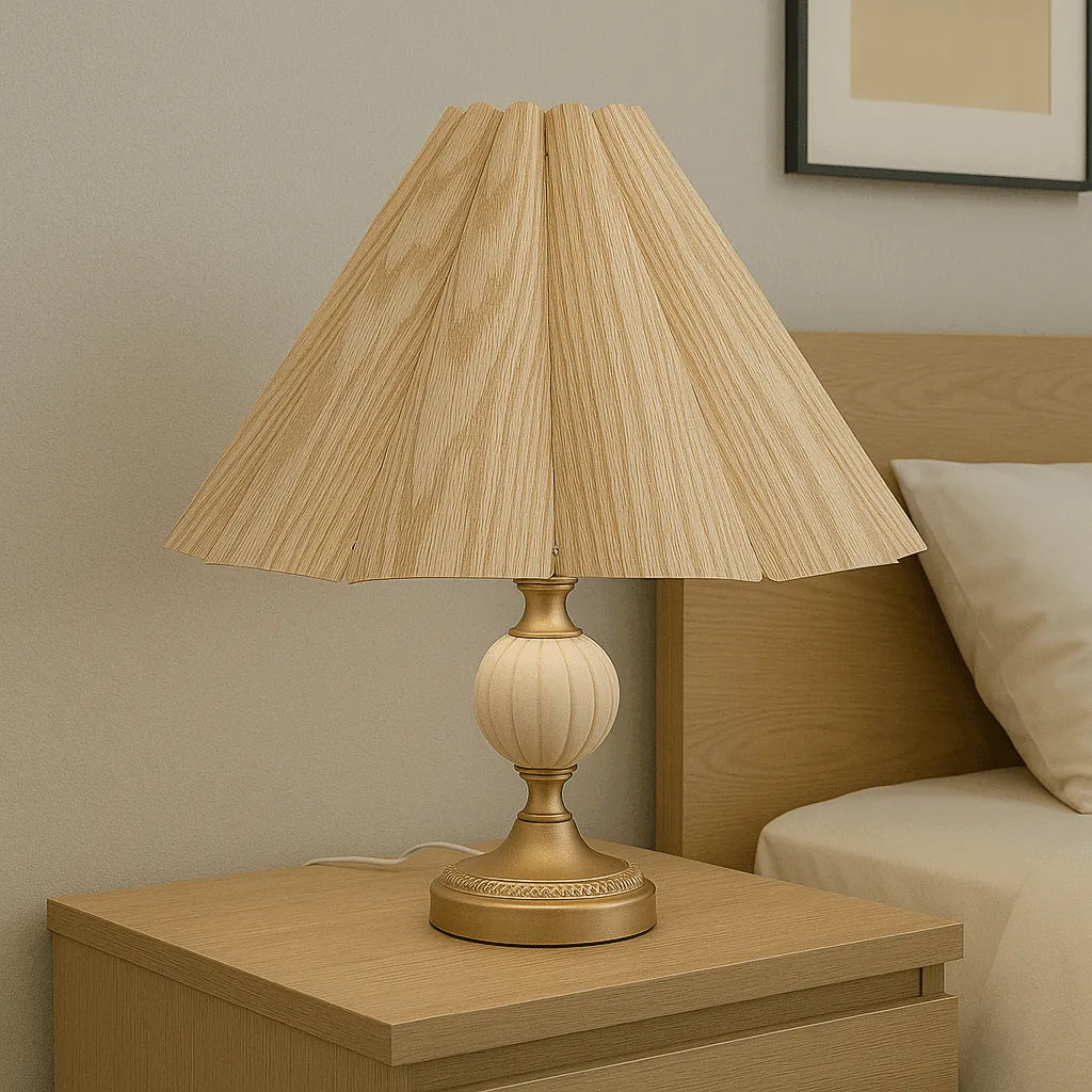 Nordic Scallop Wooden Lampshade for Table & Floor Lamps – E27/E26