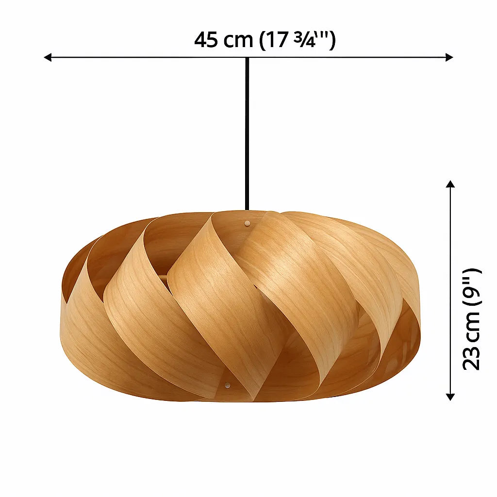 Nordic Wood Pendant Light Shade for Living Room | Natural Wooden Lampshade – E27/E26