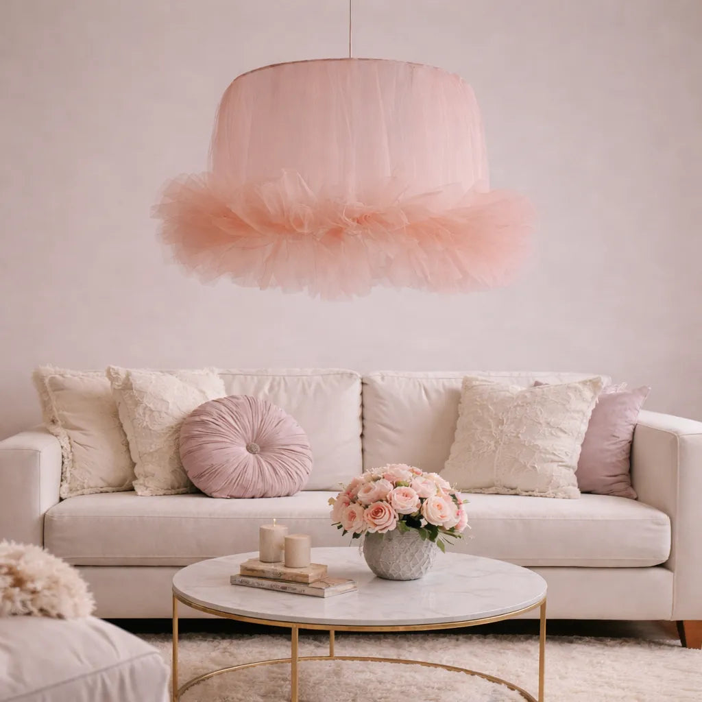 Coquette Ballerina Tulle Pendant Light Shade | Pink DIY Farbic Lampshade Kit