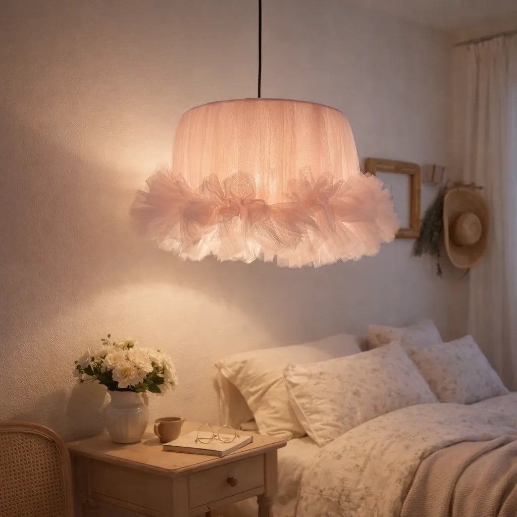 Coquette Ballerina Tulle Pendant Light Shade | Pink DIY Farbic Lampshade Kit