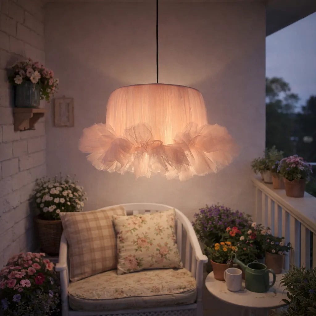 Coquette Ballerina Tulle Pendant Light Shade | Pink DIY Farbic Lampshade Kit