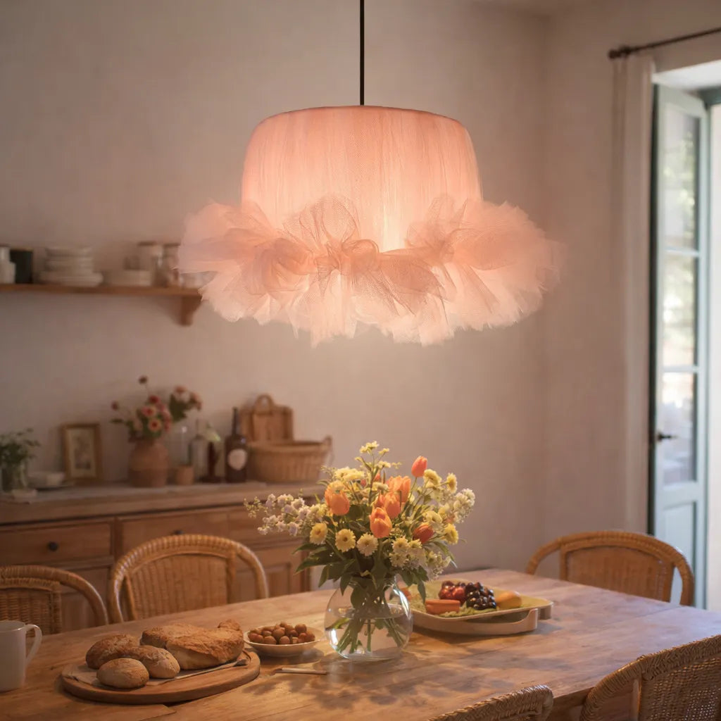 Coquette Ballerina Tulle Pendant Light Shade | Pink DIY Farbic Lampshade Kit