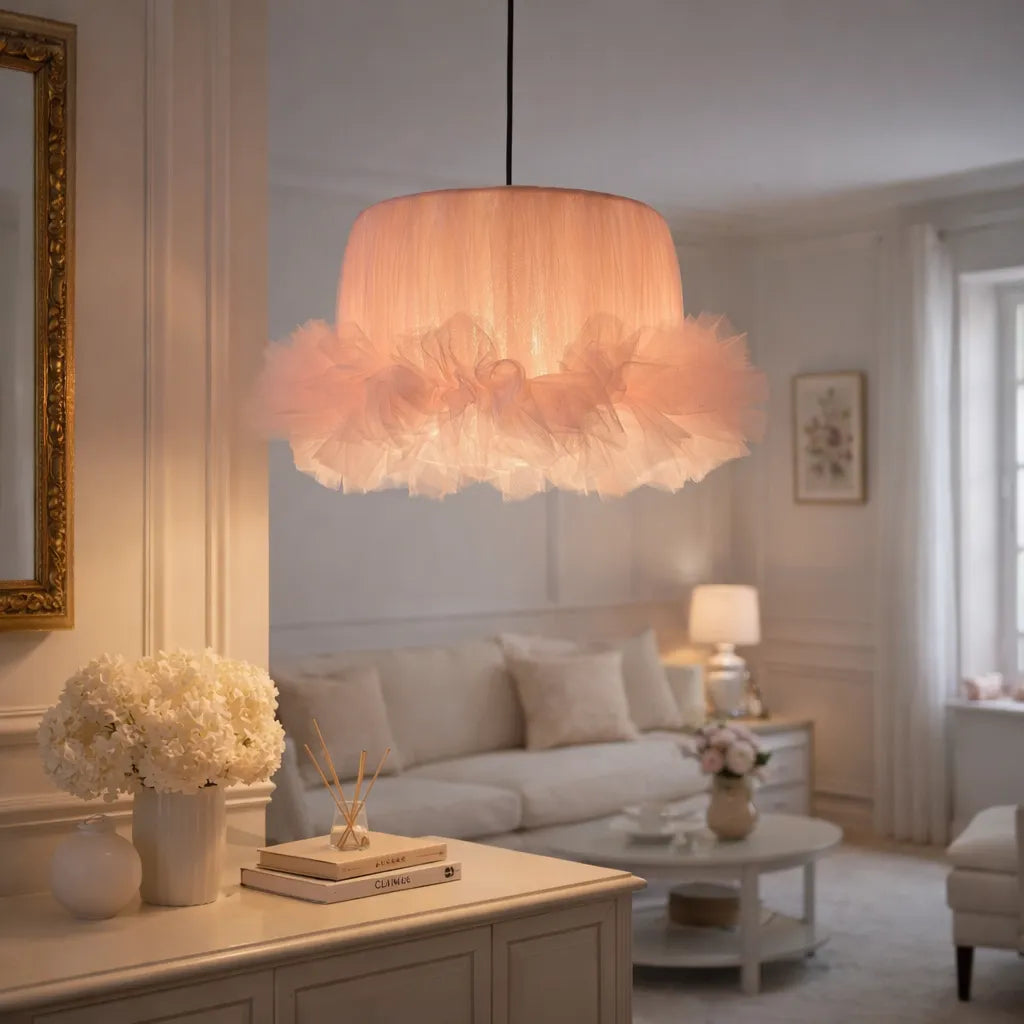 Coquette Ballerina Tulle Pendant Light Shade | Pink DIY Farbic Lampshade Kit